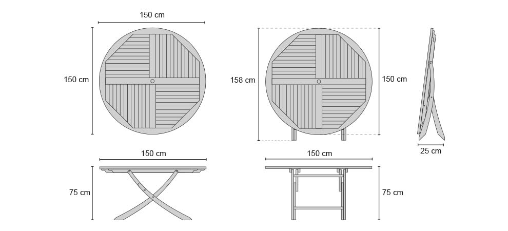 Suffolk Round Table 1.5m - Dimensions
